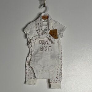 Rae Dunn Cream and Pink Kids Floral Set